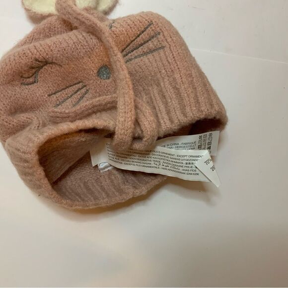 New Zara Baby Girl Fuzzy Bunny Ears Warm Hat 6-12M - Picture 6 of 8